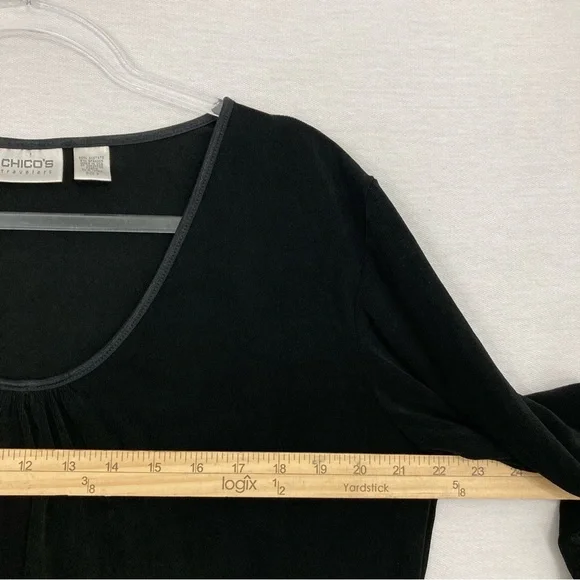 Chico's Travelers Black Slinky Knit Stretch Comfy Top XL/3 Minimalist - Picture 6 of 9